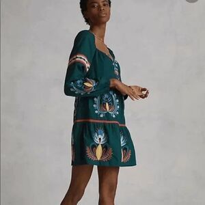 Anthropologie Let Me Be Forever That Girl Green Mini Dress Women's Size Small